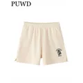 PUWD-Short en coton doux imprimé beige pour femmes streetwear décontracté pour filles bas taille