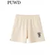 PUWD-Short en coton doux imprimé beige pour femmes streetwear décontracté pour filles bas taille