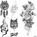 Faux tatouages temporaires pour homme et femme motif peau de serpent fleur réaliste Rose main