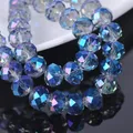 Perles d'Espacement Bleues à Facettes en Verre de Clip Tchèque Rondelle Tournée 3mm 4mm 6mm