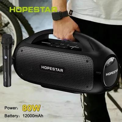 Hopestar-Haut-parleur Bluetooth sans fil étanche avec microphone caisson de basses portable