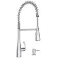 Moen Essie Pre-Rinse Spring Pull Down Single Handle Kitchen Faucet w/ Soap Dispenser in Gray | 21.88 H in | Wayfair 87814