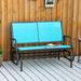Red Barrel Studio® Outdoor Gliding Metal Chair in Blue | 33.5 H x 47.25 W x 27.5 D in | Wayfair 6282EBA7226D4AAEBEE29EC44986CF3A
