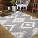 White 93 x 0.31 in Indoor/Outdoor Area Rug - Mistana™ Runner Joaquin Geometric Gray/Black Indoor/Outdoor Area Rug | 93 W x 0.31 D in | Wayfair