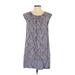 H&M Casual Dress - Shift Scoop Neck Sleeveless: Purple Paisley Dresses - Women's Size 8 - Print Wash