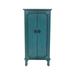 Vintage Turquoise Hand Painted Jewelry Armoire with Antique Drawer Pulls - 13.8 x 19 x 40 inches