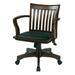 Espresso Bankers Chair with Black Vinyl Padded Seat and Wood Arms - 22.8"D x 23.8"W x 37"H