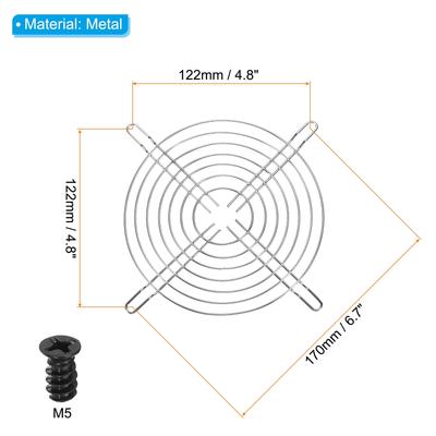 133mm Fan Finger Grill, 8 Pack Metal Grill Protector Guard with Screw, Silver