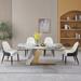 71" Dining Table Sintered Stone Z shape Pedestal Base W/ 6 pcs Chairs