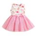 LBECLEY Girl Ruffle Dress Dinosaur Tulle Baby Kids Princess Toddler Dresses Patchwork Sleeveless Girls Bow Girls Dresses Toddler Girl Long Sleeve Dresses 4T Pink 120