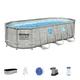 Bestway Power Steel Swim Vista 18 x 9 x 48 Above Ground Swimming Pool Set