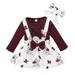 ASEIDFNSA Summer Clothes for Teen Girls Girls Outfit Baby Girls Floral Animal Autumn Long Sleeve Romper Bodysuit Suspender Dress Headbands Set Clothes