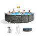 Intex Greywood Prism Frame 15 x48 Round Above Ground Outdoor Swimming Pool Set