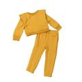 YFPWM Baby Girl Clothes Set Toddler Kids Girls Tracksuits Set Solid Color Crewneck Long Sleeve Sweatshirts Elastic Waistband Pants Two Piece Yellow 6-7 Years