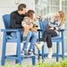 Wulful Tall Adirondack Chair Set w/ 2 Outdoor Barstools and Connecting Tray for Patio Umbrella Navy