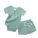 ASEIDFNSA Girl Clothes Set Baby Girl Clothes And Shoes Baby Girls Cotton Summer Solid Ribbed Short Sleeve Romper Bodysuit Shorts Set Outfits