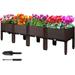 MAYOLIAH Garden Raised Bed Kit with Legs 16.5 H Elevated Planter Box with Gardening Tools 4 Boxes Brown