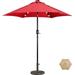 SmileMart 7.5FT LED Patio Umbrella with 6 Ribs & 18 LED Solar Lights + Patio Umbrella Base Red