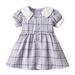 LBECLEY Girls Dresses Size 6 Dress Kids Toddler Baby Girls Spring Summer Plaid Cotton Short Sleeve Princess Dress Clothes 6X Girls Dress Toddler Girl Outfit Purple 120