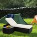 UBesGoo Three Pieces Rattan Wicker Lounge Bed Outdoor Chaise Chair 2 Chaise Chairs and 1 Coffee Table
