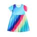 QIPOPIQ Toddler Girls Casual Dresses Clearance Toddler Baby Kids Girls Tie Dyed Dress Princess Dresses Casual Clothes