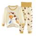 LBECLEY Baby Fit Toddler Girls Boys Baby Soft Pajamas Toddler Cartoon Prints Hight Waist Long Sleeve Kid Sleepwear Sets Little Girls Sweatsuit 8 Beige 100