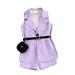 YFPWM Infant Baby Girl Clothes Baby Girl Outfits Baby Girls Fall Winter Long Sleeve Turndown Collar Set Trousers With Belt Bag Baby Fashion Suit Purple 5 Years