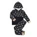 Toddler Kids Boys Outfit Prints Long Sleeves Hooded Sweatershirt Pants 2pcs Set Outfits For 3-4 Years