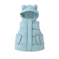 Toddler Kids Baby Boys Girls Winter Warm Lightweight Bear Ears Hooded Sleeveless Padded Vest Jacket Waist Coat Kids Jean Jacket down Jacket Girls 14 Little Girls Dress Coat Girls Long Winter Coats