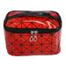 Unique Bargains Makeup Bag Cosmetic Travel Bag Case Large Makeup Bag with Mirror Make Up Brush Organizer Bag Red