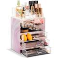 SorbusÂ® Cosmetic Makeup and Jewelry Storage Case Display - Spacious Design - Great for Bathroom Dresser Vanity and Countertop (4 Large 2 Small Drawers Tie Dye Print)