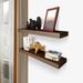 OVERDRIVE Wood Floating Shelves Set of 2 - Rustic Shelf 36 inch Wide Wooden Premium Wall Shelves for Living Room Bedroom Kitchen Bathroom Farmhouse - Dark Walnut - 36 x 6.3