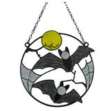 Stained Glass Window Decals Cat Stain Glass Window Large Moon Bat Decorative Window Panel Wall Dyed Witch Gothic Ornaments Pendan Hanging Home Decor Stained Glass Panel Birds