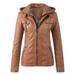 TWIFER Vest Coat For Women Women s Slim Leather Stand Collar Zip Motorcycle Suit Belt Coat Jacket Tops