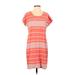 Lands' End Casual Dress - Shift: Orange Stripes Dresses - Women's Size X-Small