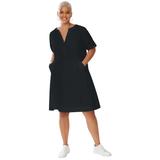 Plus Size Women's Y-Neckline Dress by Soft Focus in Black (Size 34 W)