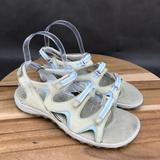 Columbia Shoes | Columbia Kyra Vent Ii Beige Blue Leather Sandals Hook And Loop Womens Size 9 | Color: Blue/Tan | Size: 9