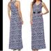 Lilly Pulitzer Dresses | Lilly Pulitzer Blue & White Chevron Print Pima Cotton Racerback Maxi Dress | Color: Blue/White | Size: S