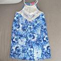 Lilly Pulitzer Dresses | Lily Pulitzer High Neck Crochet Detail Blue Floral Dress | Color: Blue | Size: 2