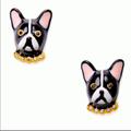 Kate Spade Jewelry | Kate Spade Ma Cherie Antoine Bull Dog Stud Earrings | Color: Black/White | Size: Os