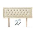 CRUSHED VELVET HEADBOARD WITH MIAMI CHESTERFIELD DESIGN IN SINGLE DOUBLE | KING-SIZE | SUPER KING (CREAM, 4FT6 - DOUBLE)