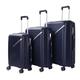 JRI Luggage Set of 3 Piece Polypropylene Hard Shell Anti-Scratch Suitcase Trolley Carry On Hand Cabin Luggage, Lightweight Durable 4 Spinner Wheels - Navy Blue