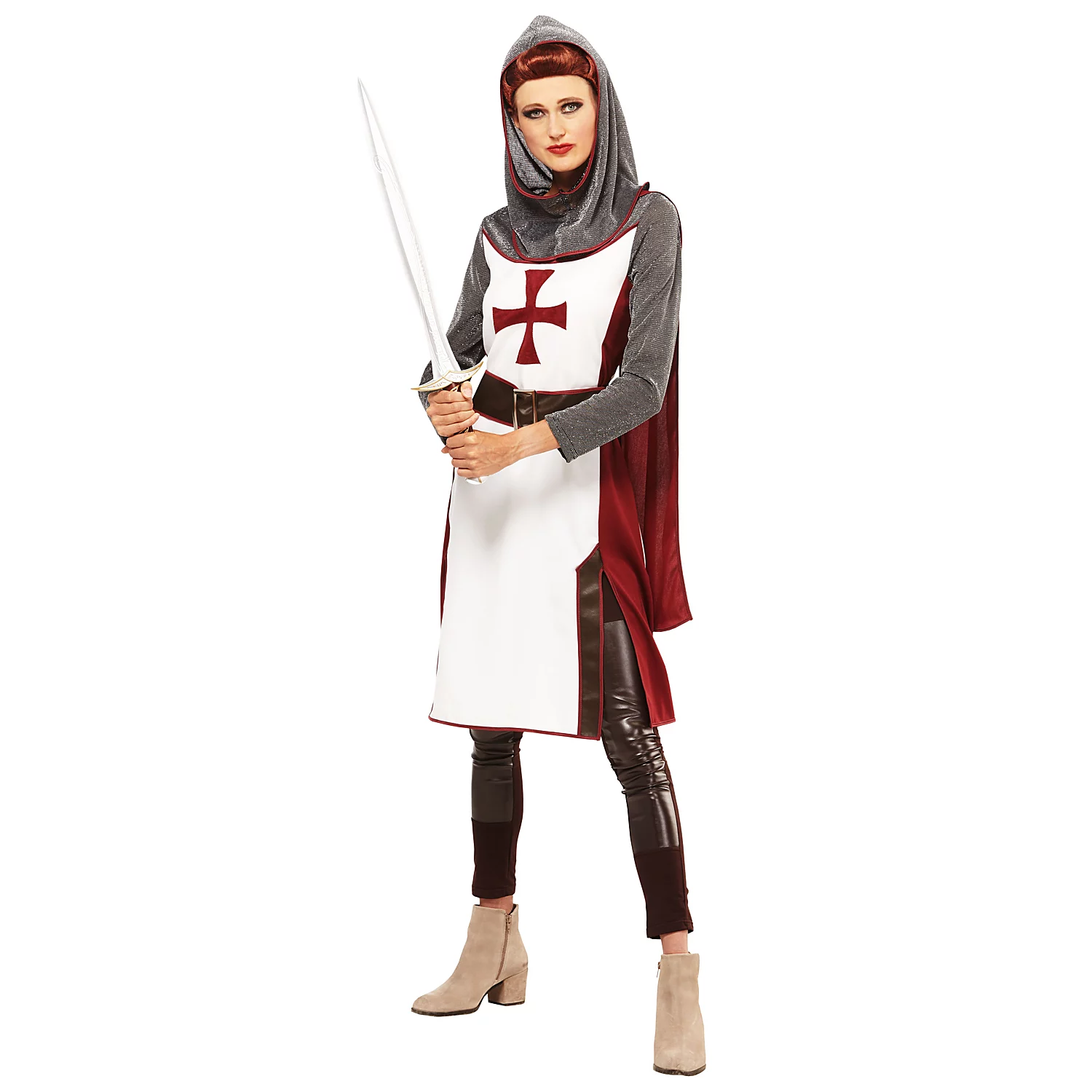 Ritterin-Kostüm Constanze für Damen, weiß/bordeaux Image