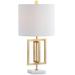 Everly Quinn Alekxander Marble Table Lamp Linen/Marble in White/Yellow | 20.25 H x 10 W x 10 D in | Wayfair F01638362DA14FDE863710F1223594CD