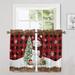 Sanviglor Christmas Window Drapes Xmas Kitchen Valance Short Curtain Slot Top Window Drapes Curtain Cafe Tier H 2pc-Tier Curtain: W:52 x H:45