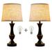 Retro Style Table Lamps Set of 2 with USB Charging Ports 3 Way Dimmable Touch Control For Living Room Bedroom Home Office 2Bulbs Include Black 22 * 11 * 11 Inch