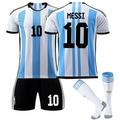 Argentina No.10 Messi Jersey (16 Yards) Argentina Soccer Jersey 2022 Messi Shirt Short Sleeve Football Kit Kids/Adult Soccer Fans Gifts