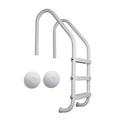 Saftron 3 Step Inground Pool Ladder & Ladder & Anchor Socket Cover 2 Pack