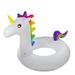Pool Central 58 Giant Inflatable 1-Person Rainbow Unicorn Pool Ring Float - White/Blue