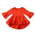 YWDJ 1-6Years Graphic Tees for Girls Kids Fashion Cute Solid Color Ruffles Trumpet s Top Bottoming Shirt Orange 3-4 Years